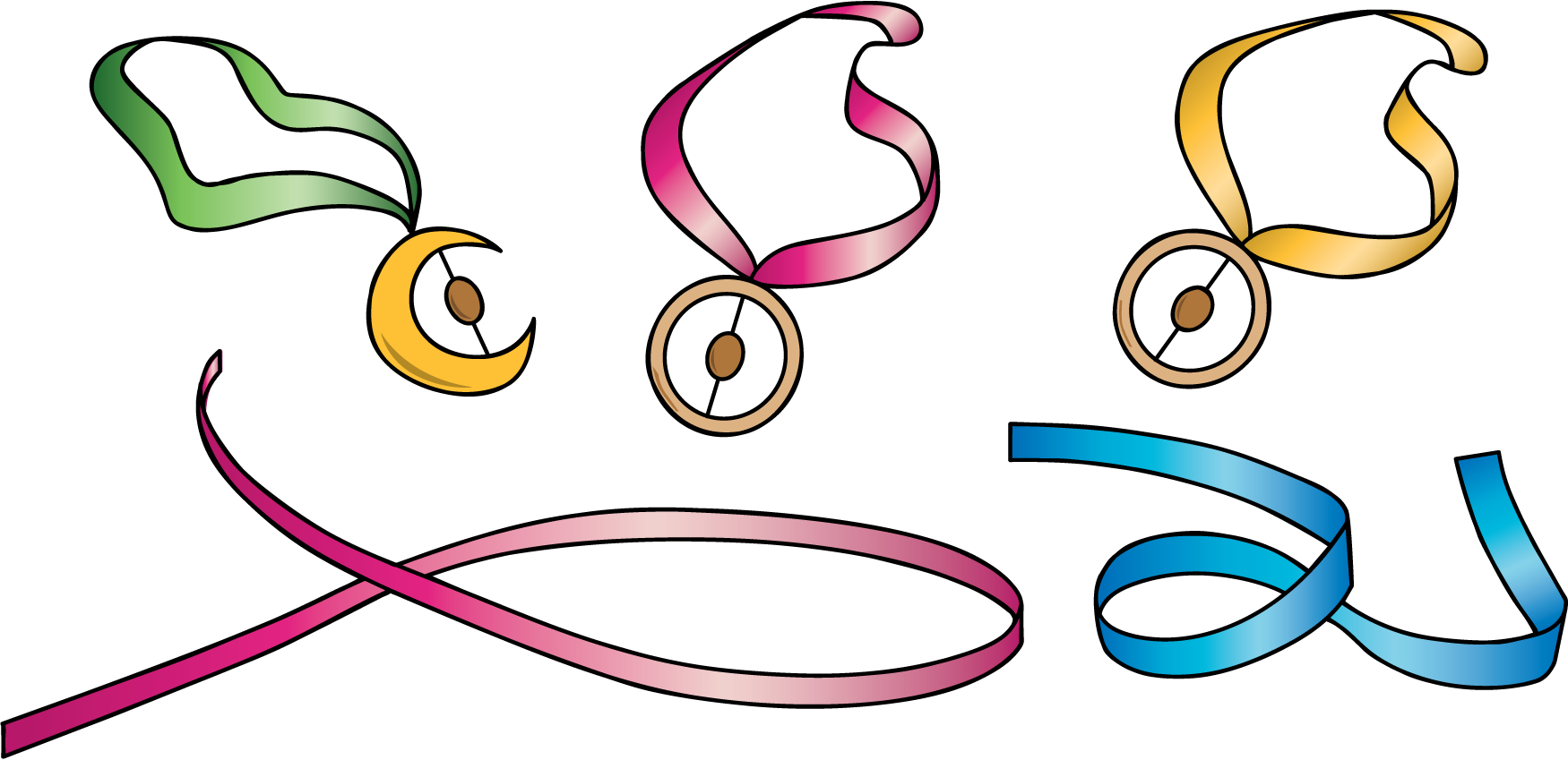 Ribbons and ribbon necklaces.