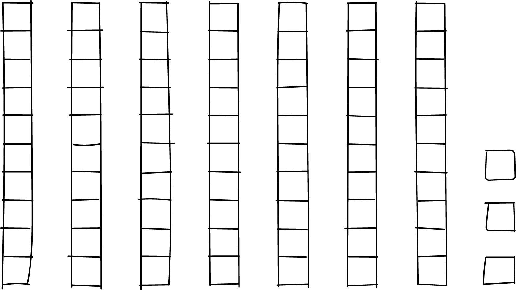 Base-ten drawing. 7 tens, 3 ones.