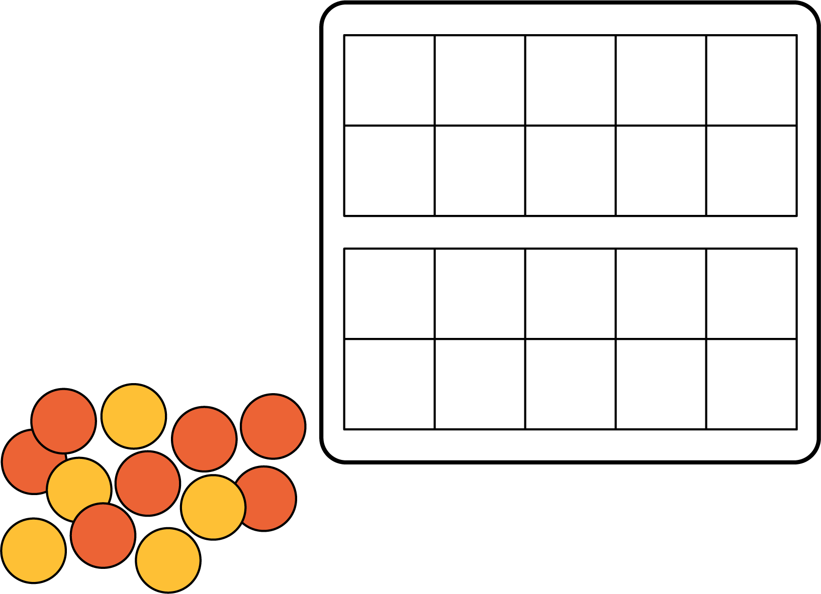 Double 10 frame with two-color counters
