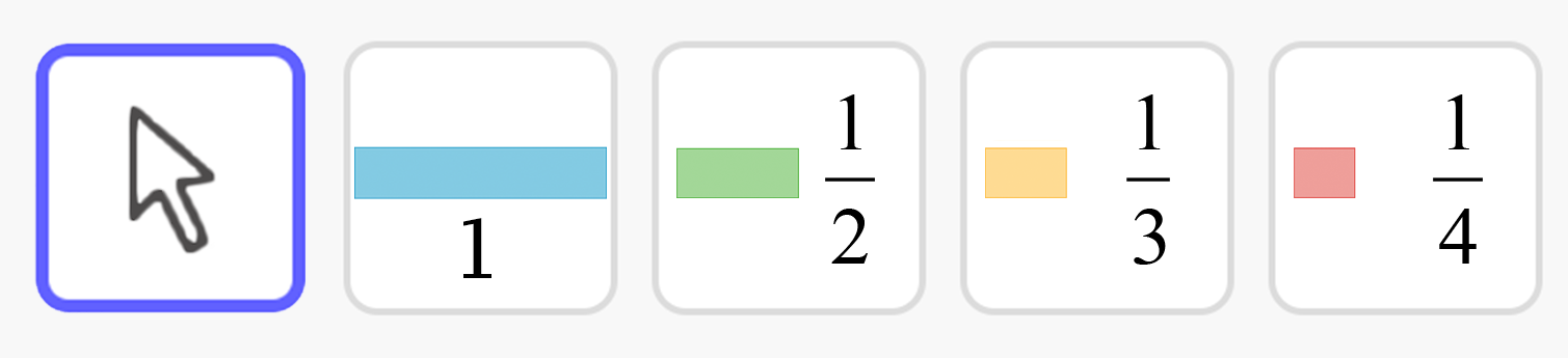 Image of fraction bars applet toolbar.