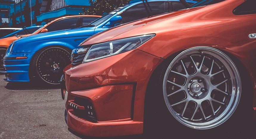 Cropped image of new cars.