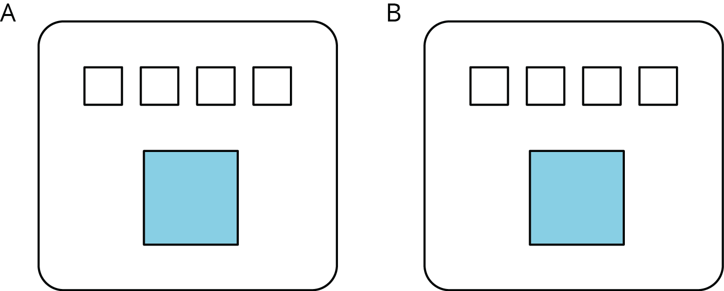 Discrete diagrams for Container A and Container B both showing 4 teaspoons of salt and 1 cup of water.