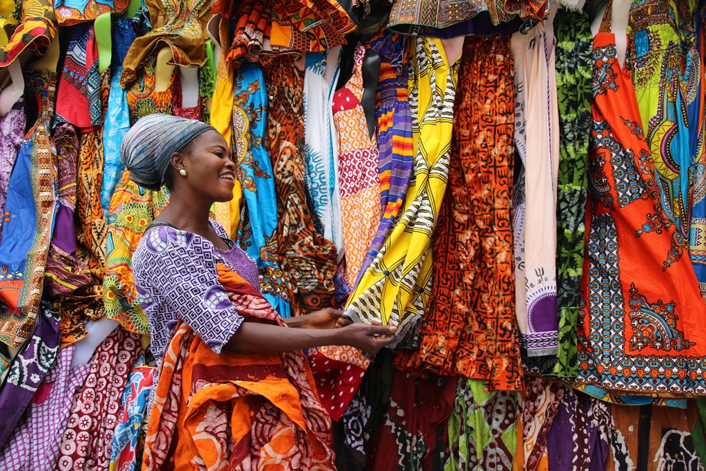 Woman selling wax prints.