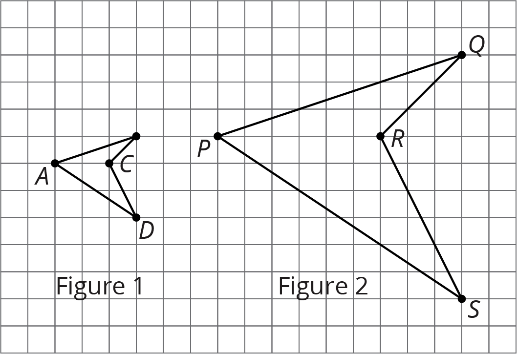 Two identical quadrilaterals on a grid.