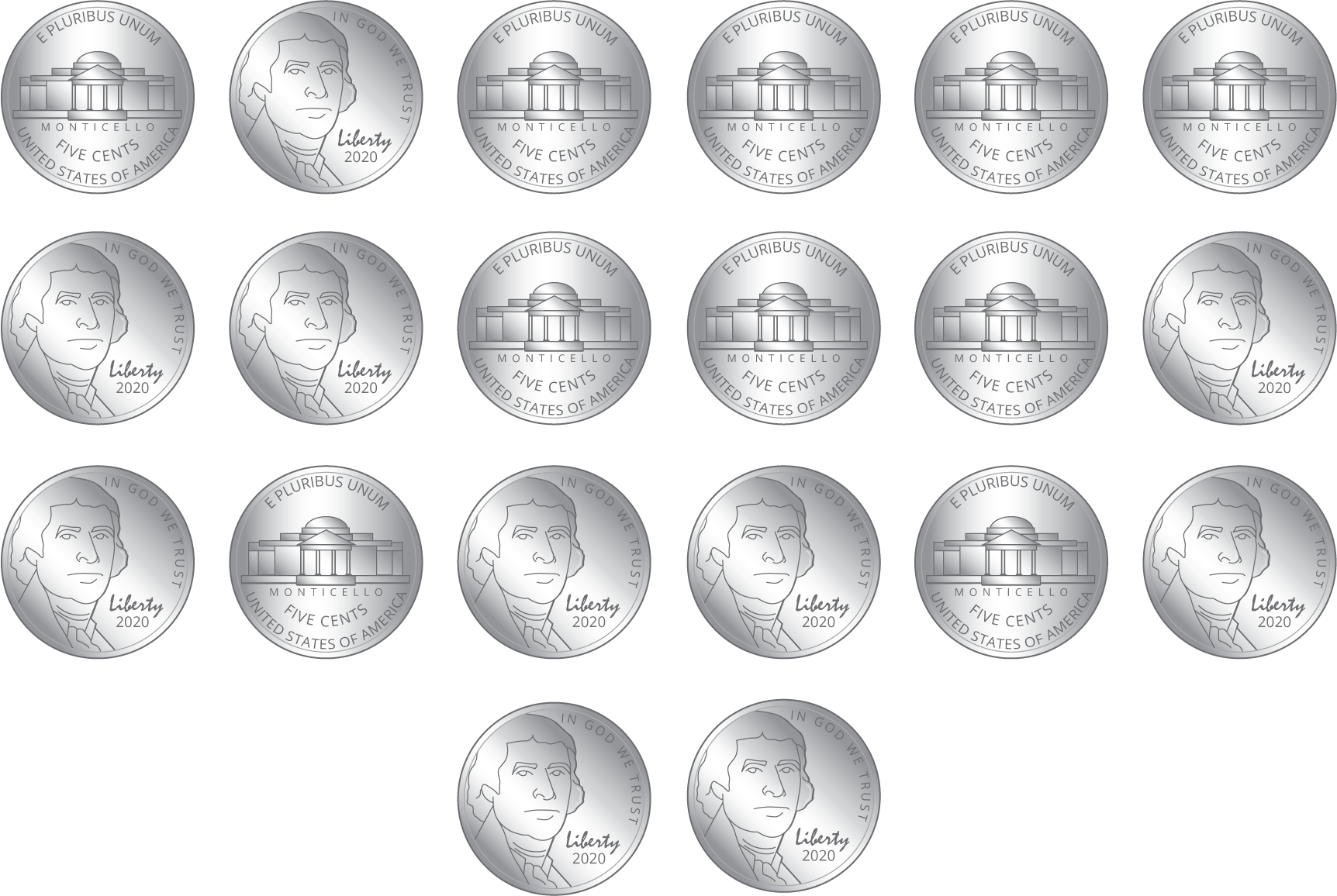 20 nickels.
