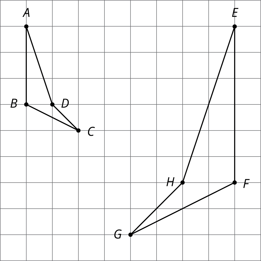 figure ABCD and figure EFGH on a grid.