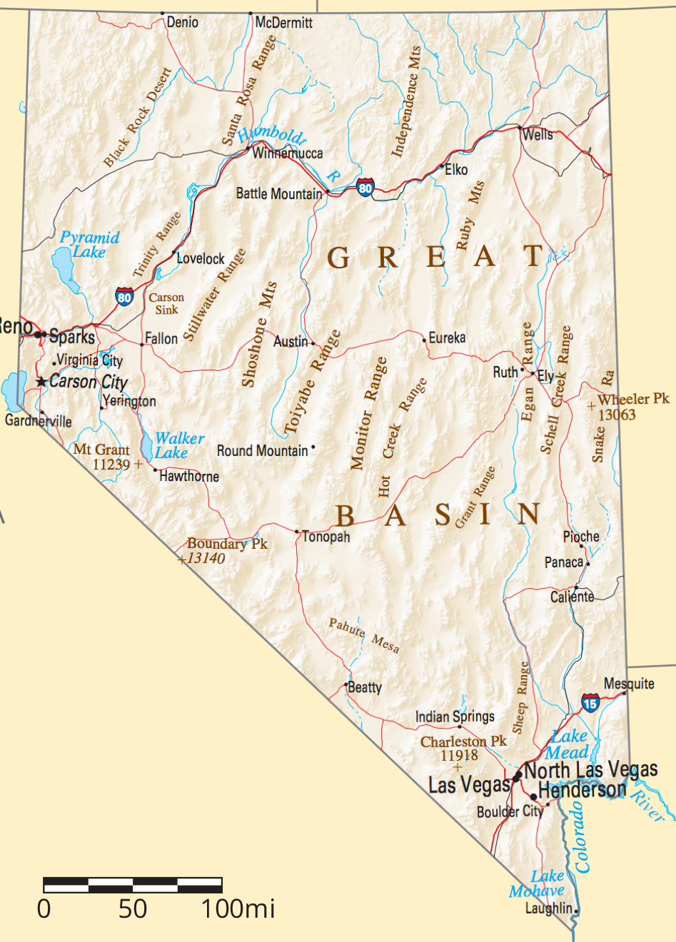 Map of Nevada.