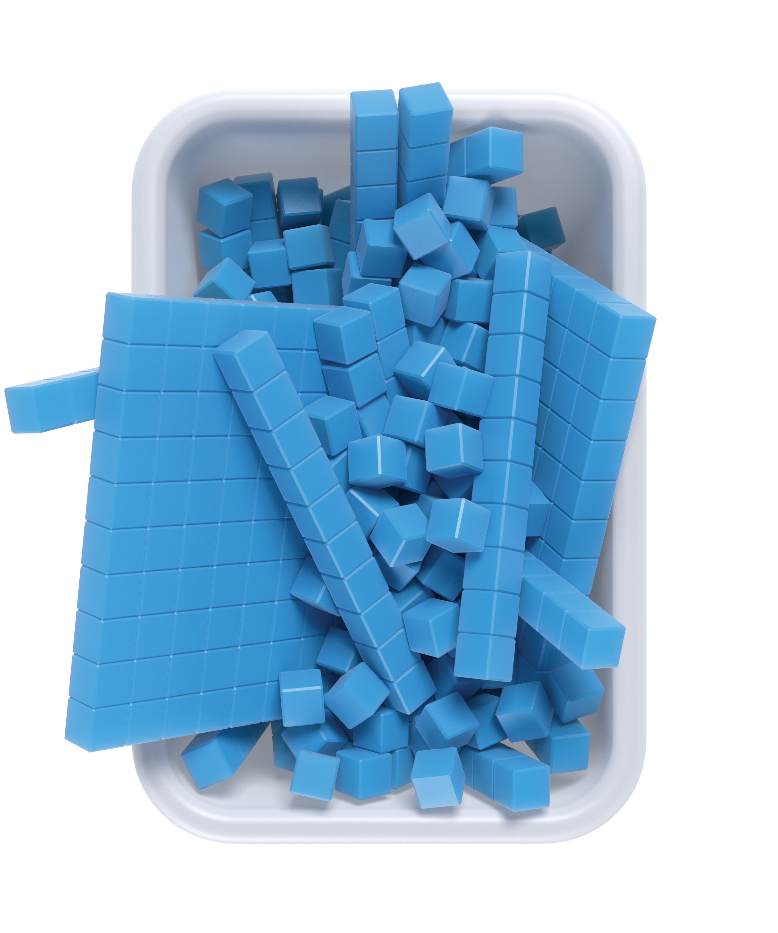 Bucket of base-ten blocks.