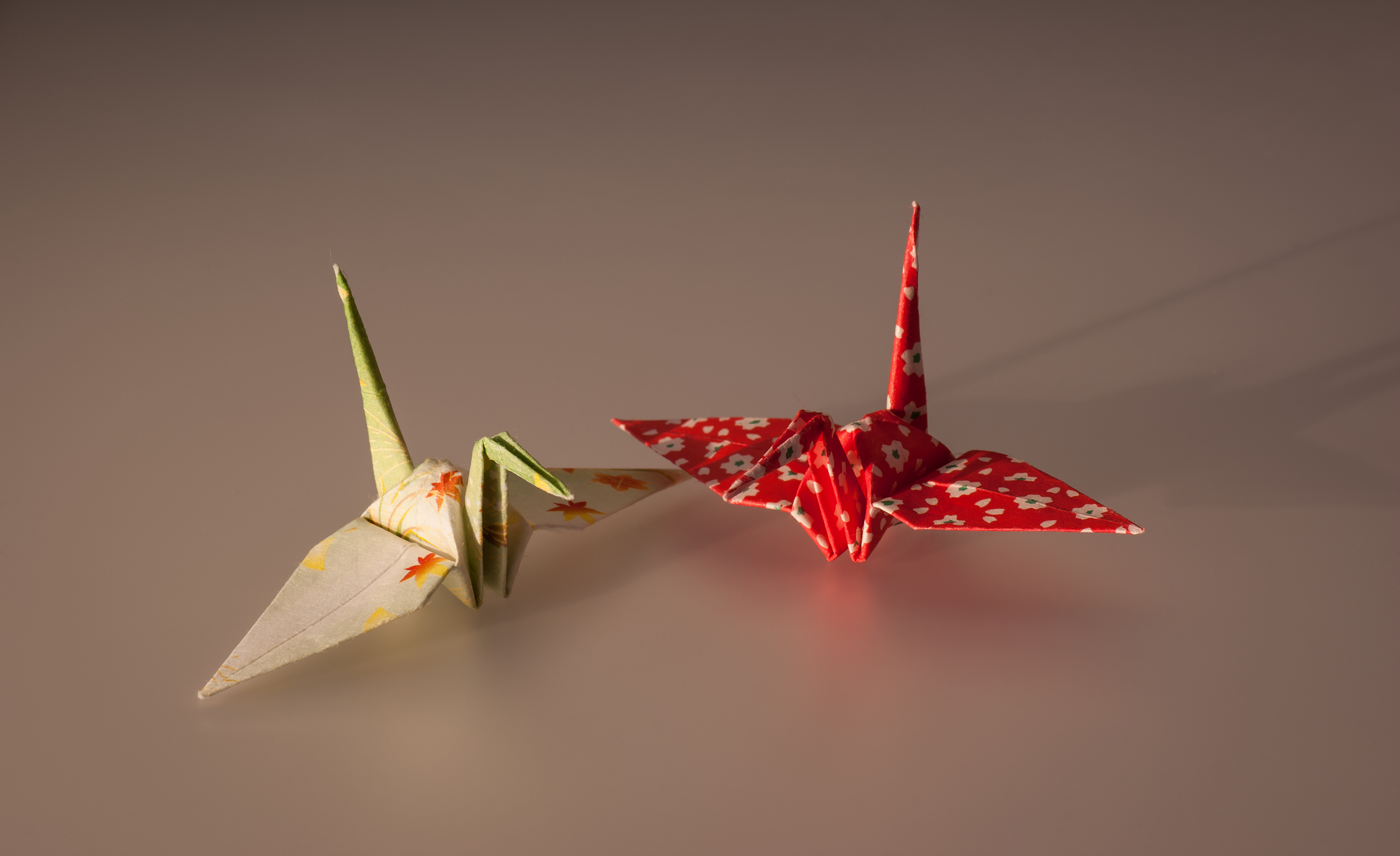 2 birds made by folding paper.
