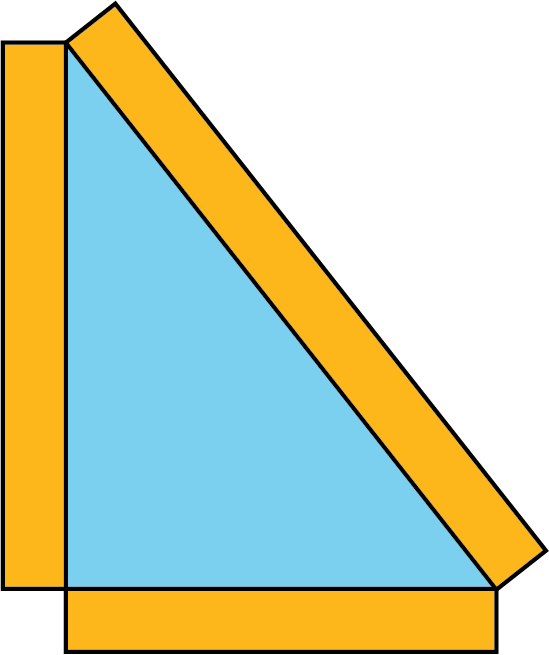 A triangle formed by 3 rectangles.
