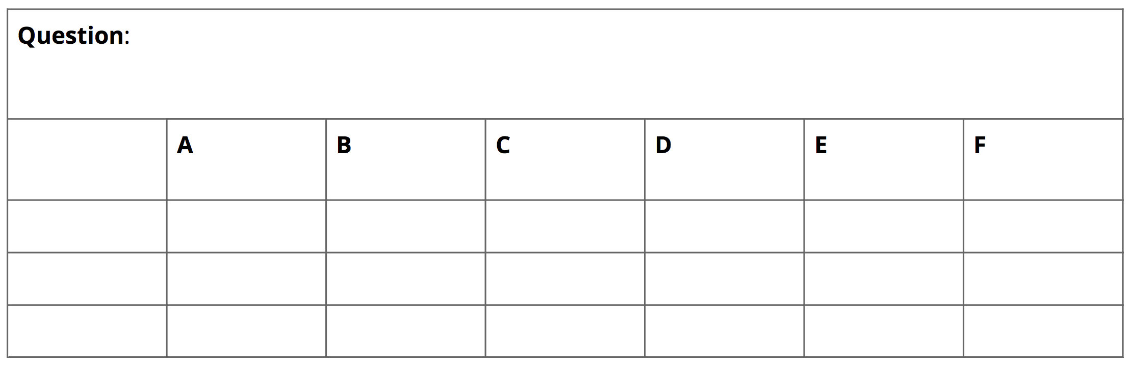 Blank Survey Results Table.