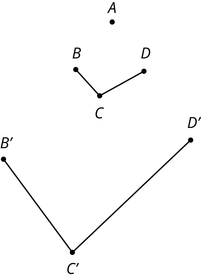 Point A, angle B C D and angle image B prime, C prime, D prime.