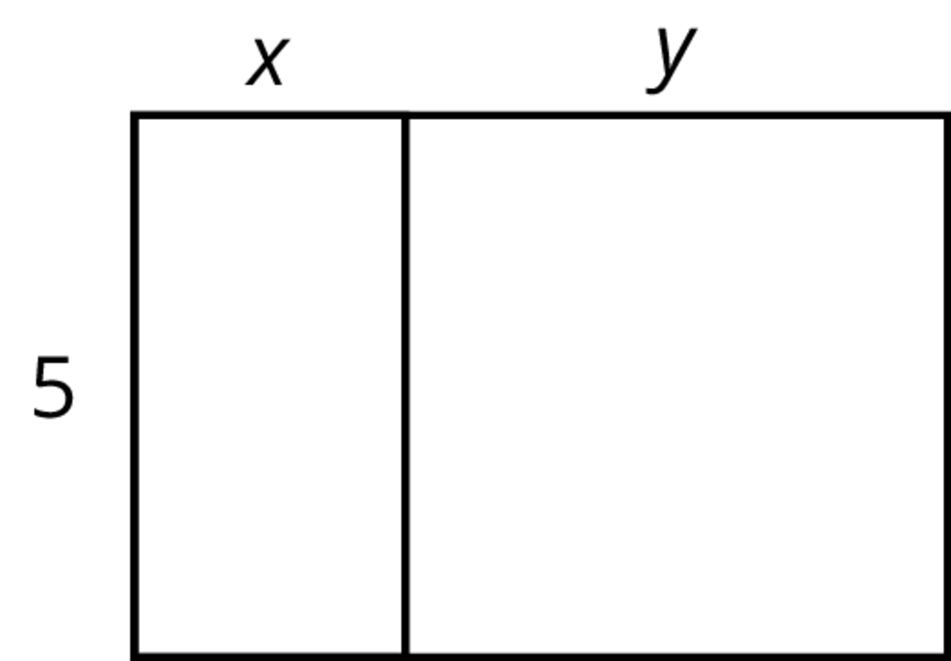 A large rectangle partitioned with a vertical line.