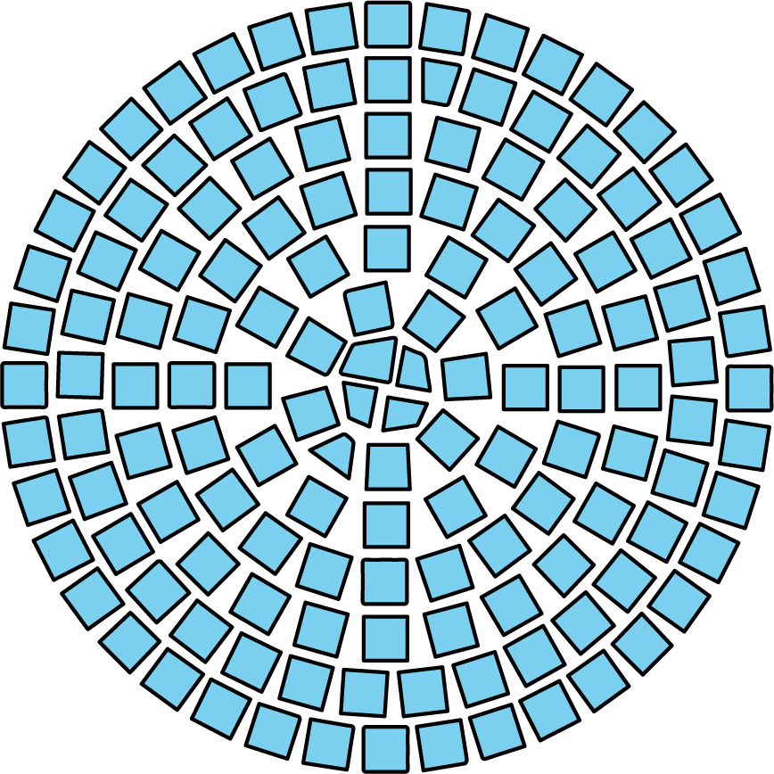 A circular region that represents a circular table top.