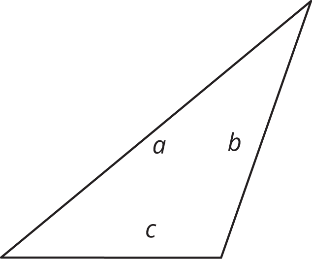 A triangle with sides labeled a, b, and c.