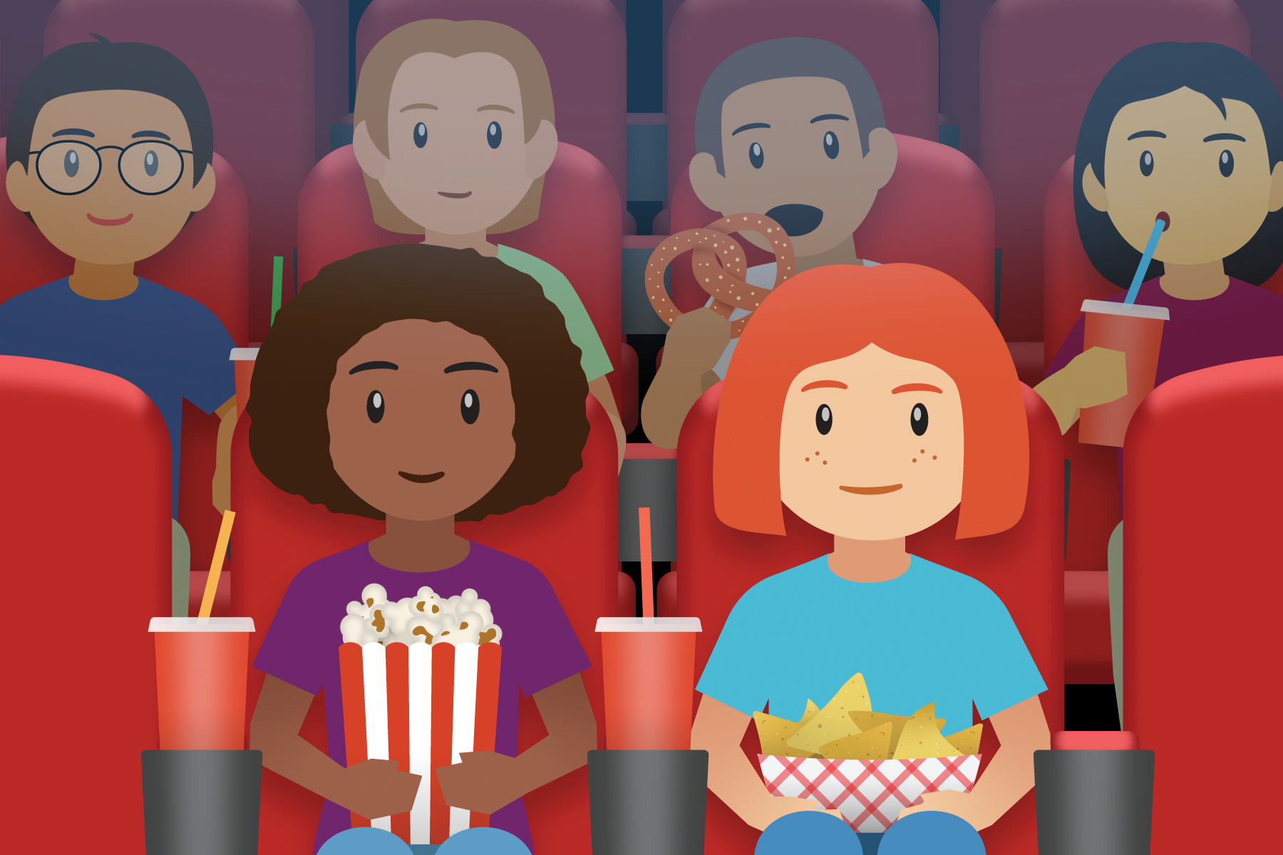 Children at the movie theater.