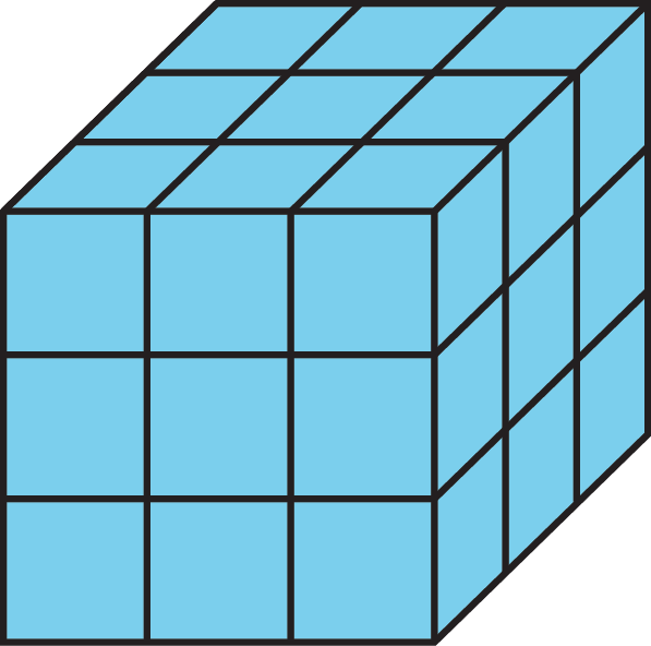 A 3 by 3 by 3 cube.