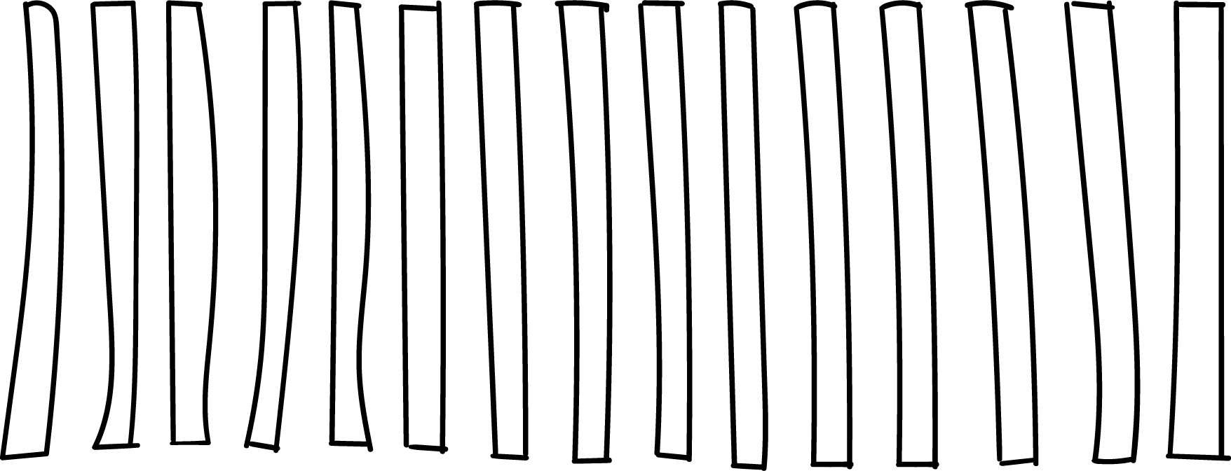 Base-ten diagram drawing by Han. 15 tens.