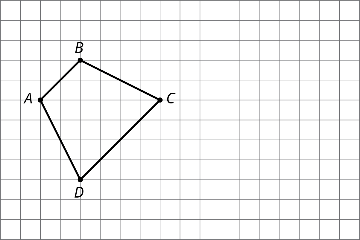 A quadrilateral ABCD on a grid.