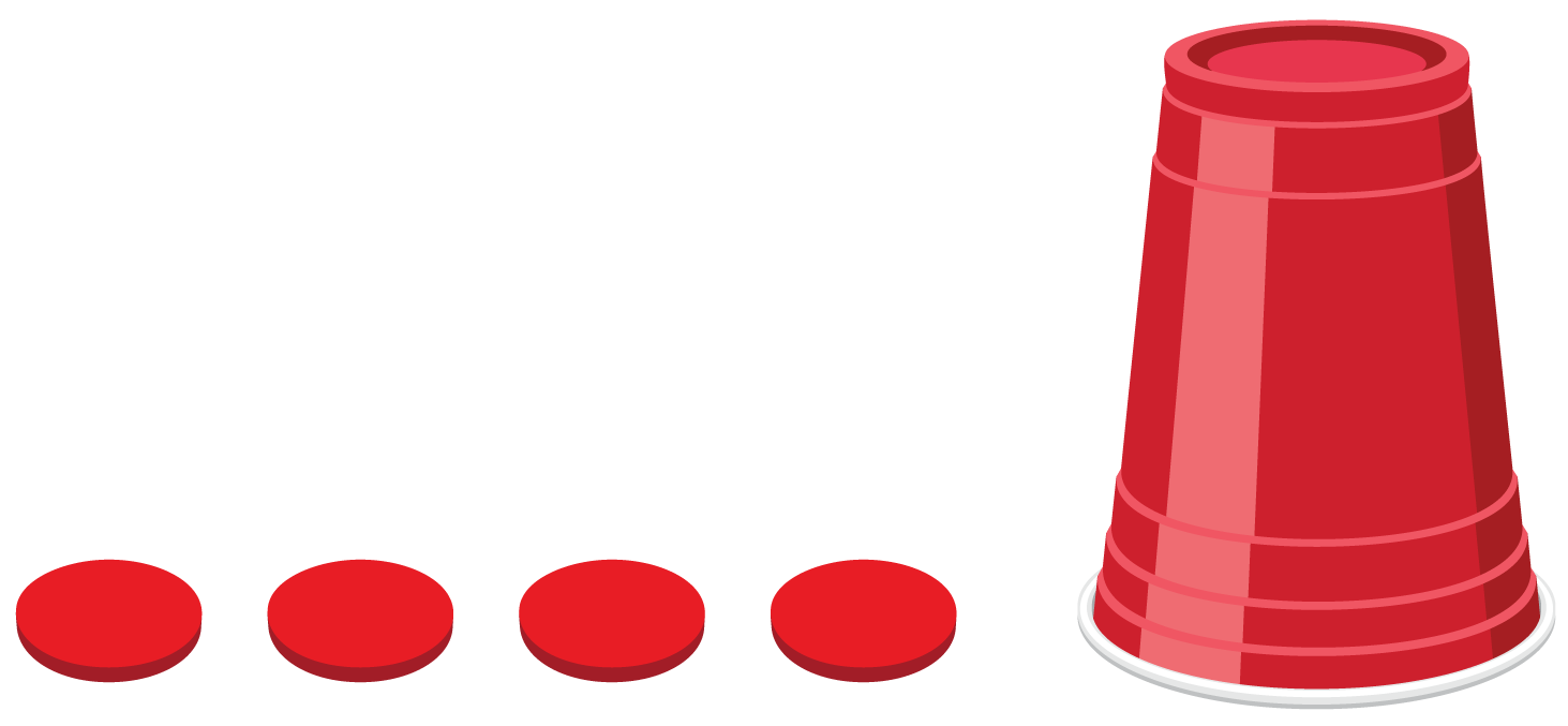 4 counters. Upside down cup.