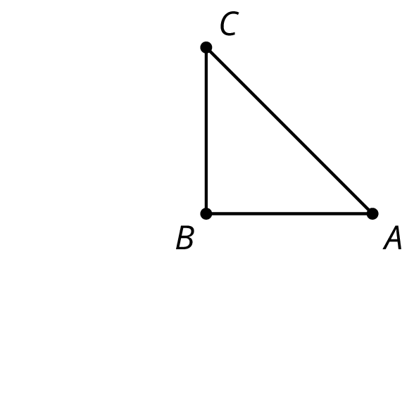 Right isosceles triangle A B C.