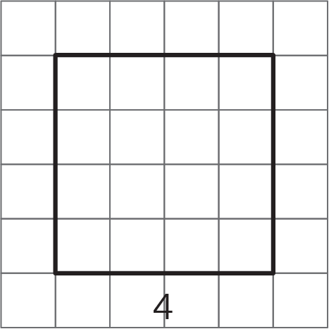 A square with a side length of 4 units on a square grid.