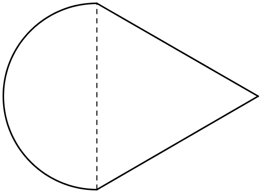 The figure shows a half circle and a triangle.