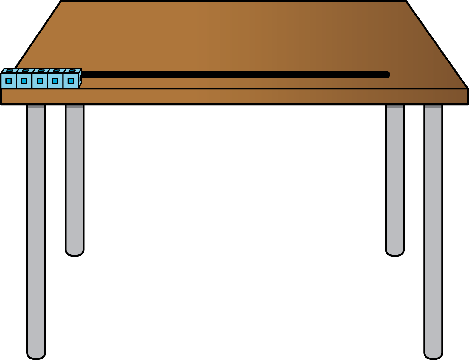 Desk with cubes.