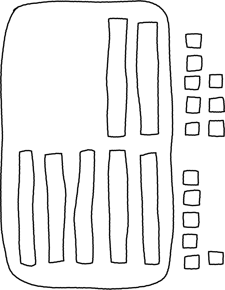 Base ten drawing. Group of 2 tens and 5 tens, circled. 8 ones and 6 ones.