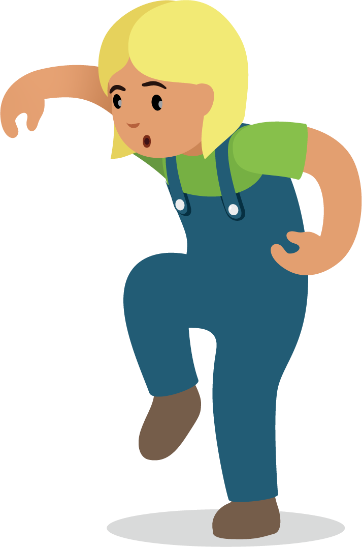 A student playing charades.