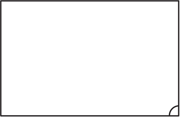 A rectangle represents a piece of paper. A quarter circle is drawn in one corner.