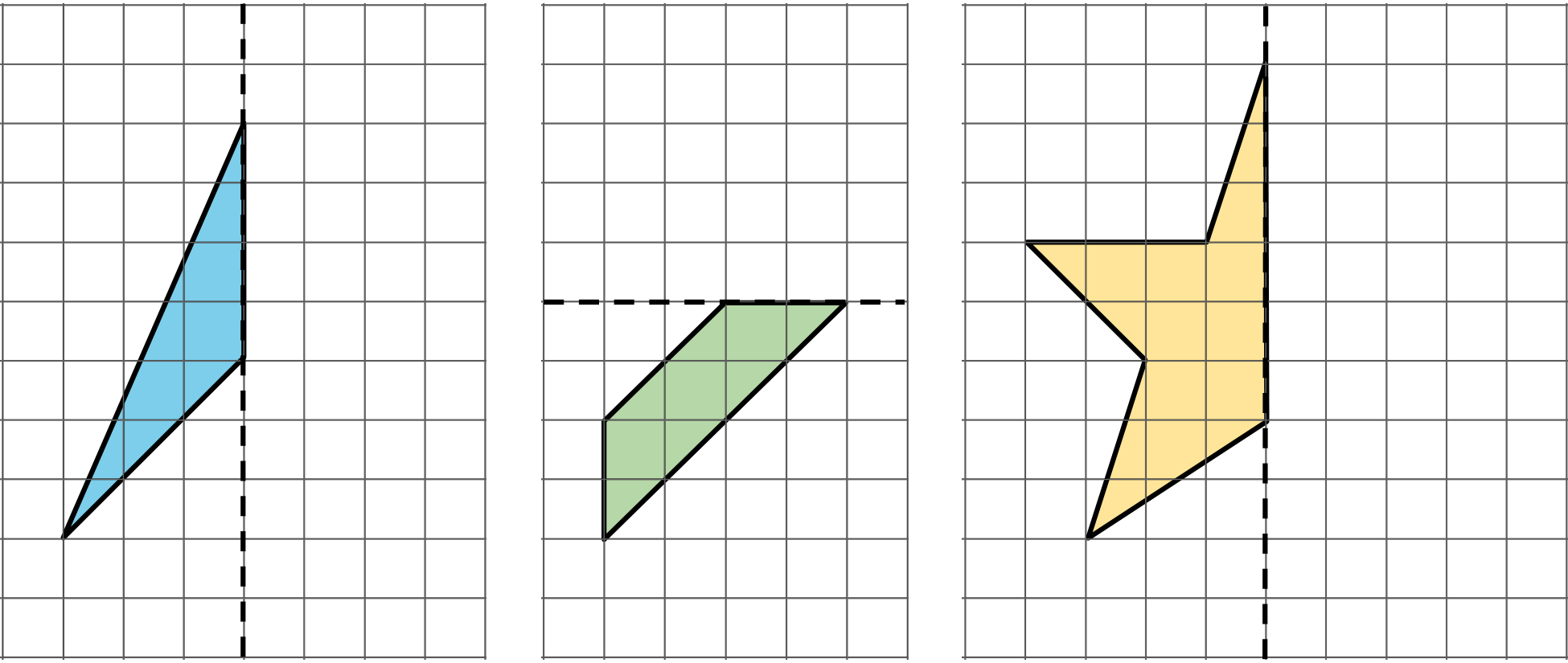 3 shapes on grid.