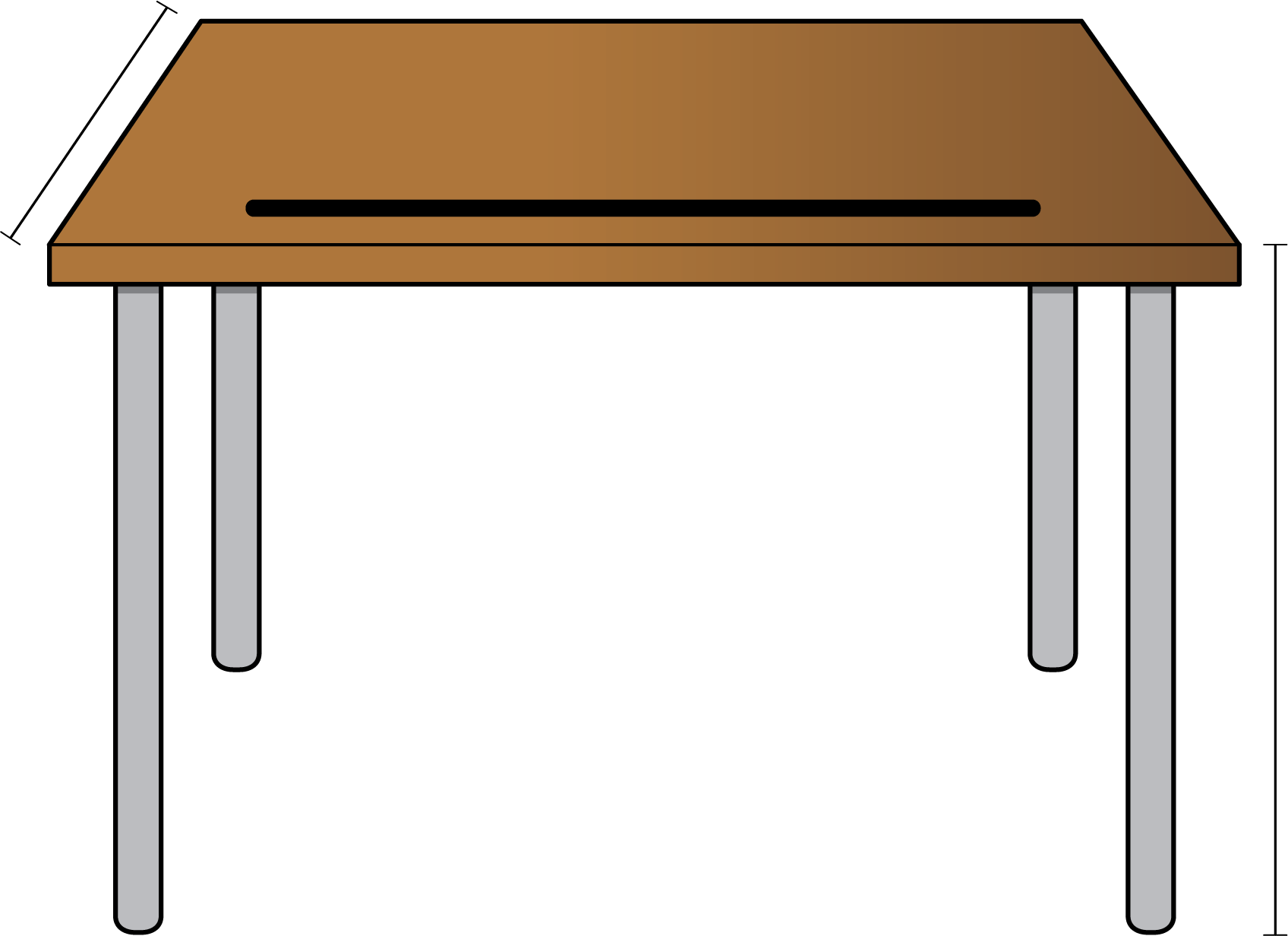Desk, height and length no labels.