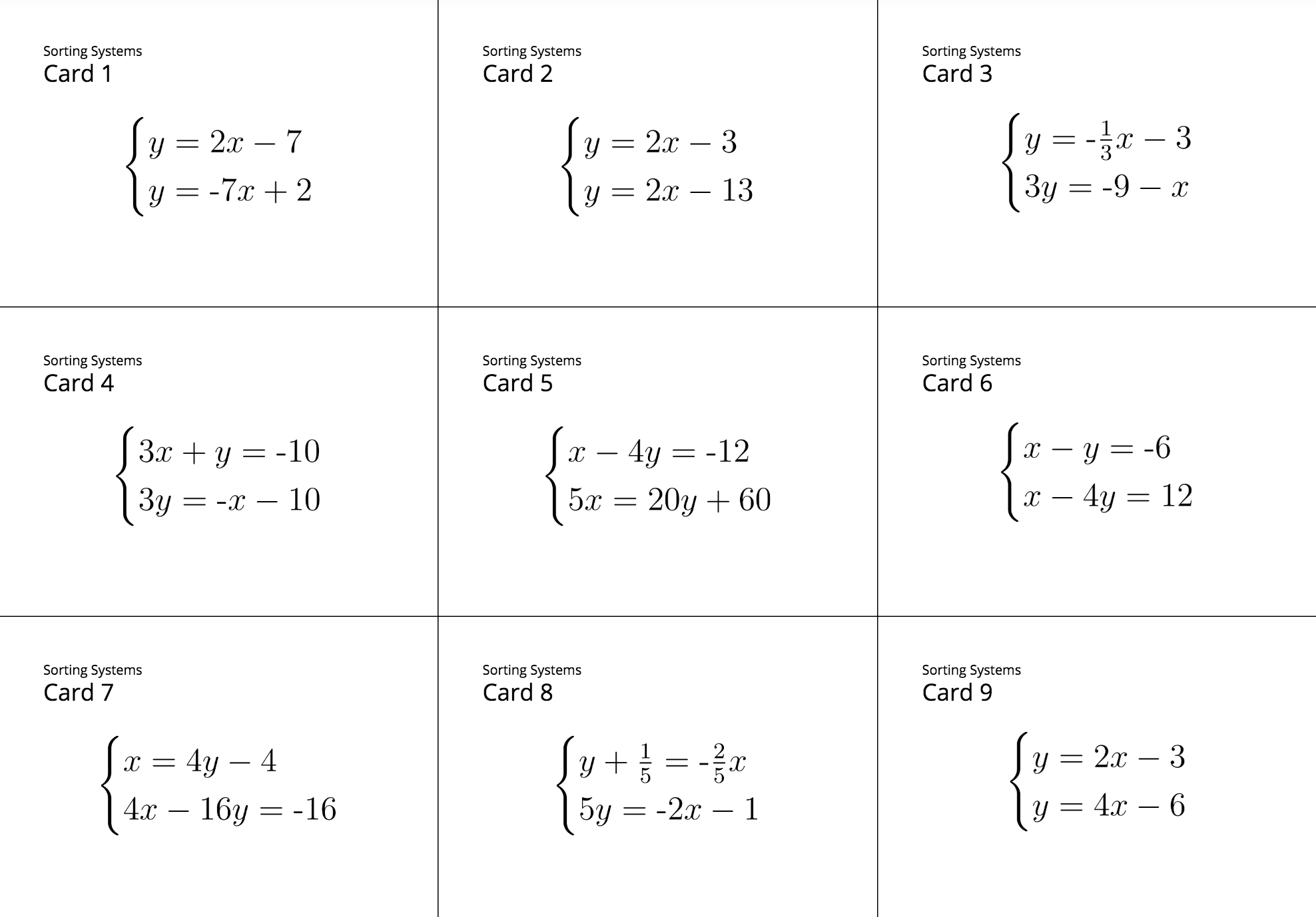 9 card sort image cards.