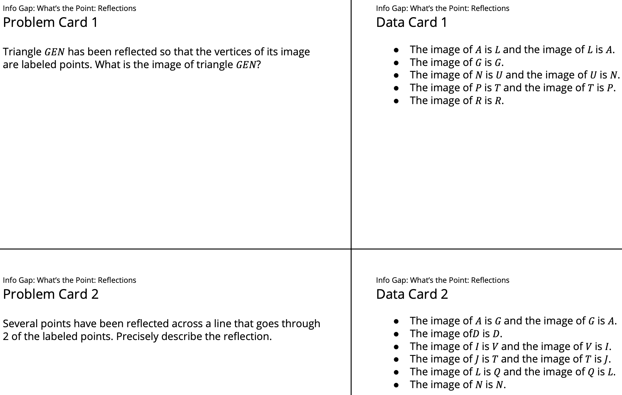Info Gap cards.