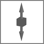 A cube with an up and down arrow through it.