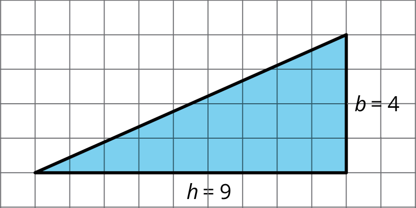 A right triangle with legs of length 4 and 9.