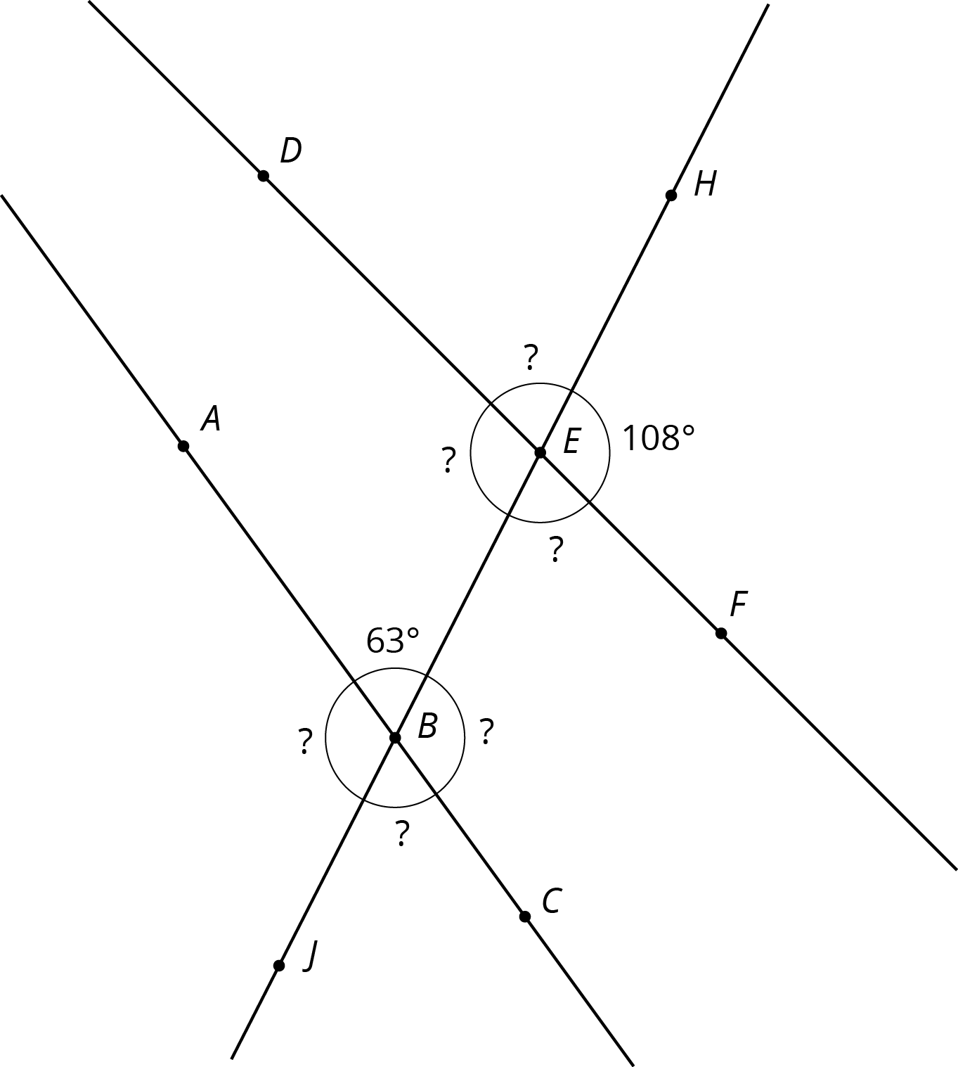 Three lines in a plane.
