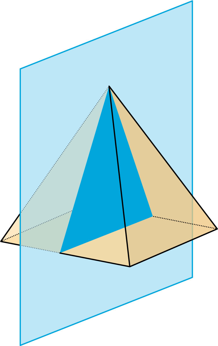 A vertical plane cuts the prism.