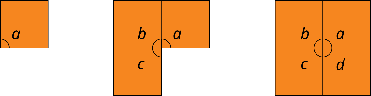 Three images composed of squares.