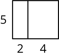 Area diagram. A large rectangle partitioned into two smaller rectangles.