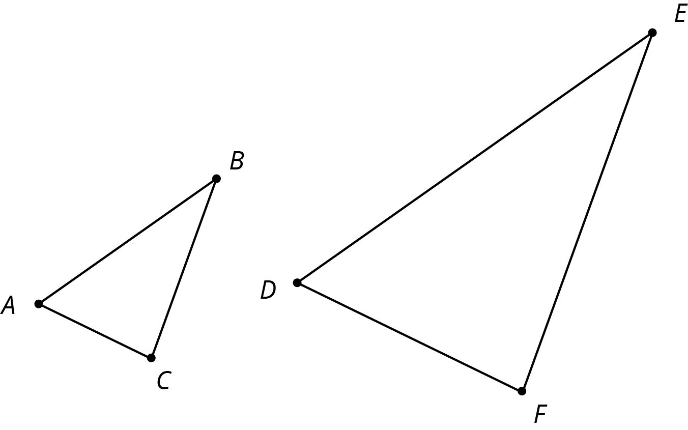 Two triangles. First A, B C. Second D E F.