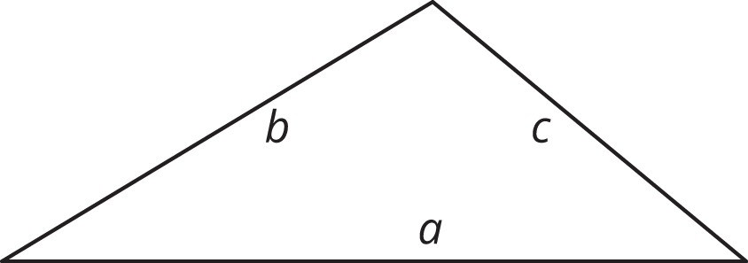 A triangle with sides labeled a, b, and c.