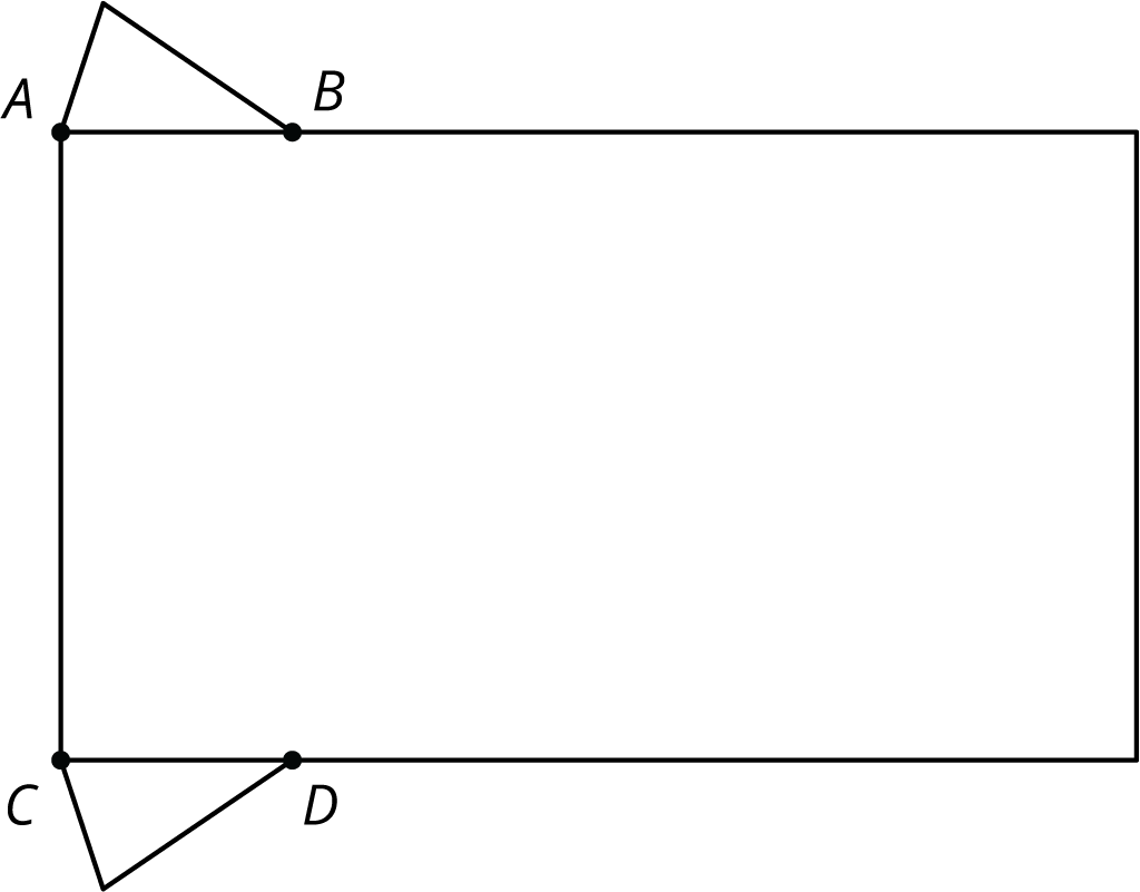 A rectangle with triangles attached.