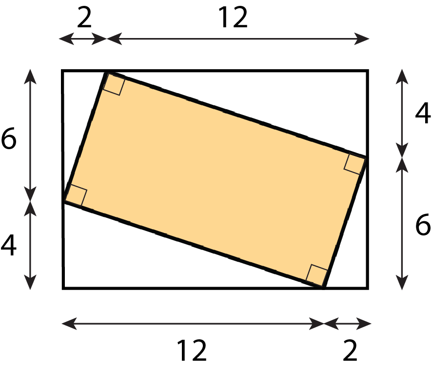 A shaded rectangle located at an angle within a larger rectangle.