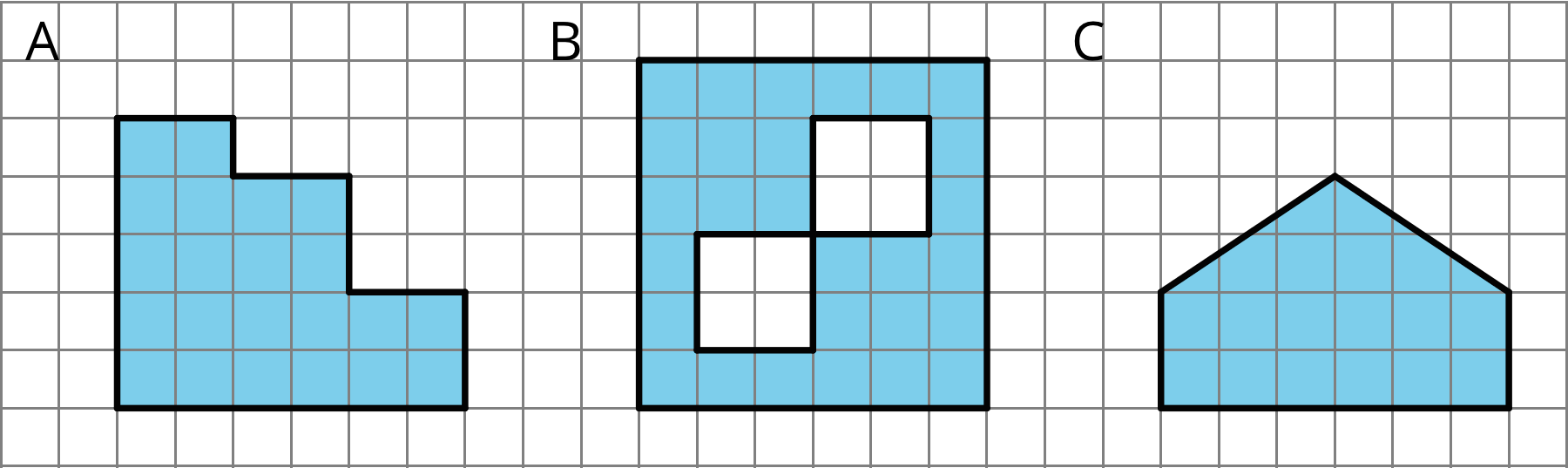 3 figures on a grid labeled A, B, C.