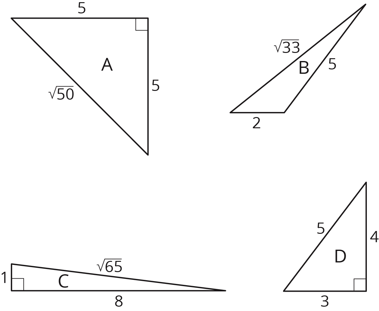 Triangles A, B, C, D.
