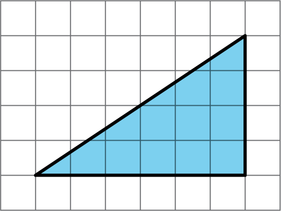 triangle on a grid, base = 6 units, height = 4 units.