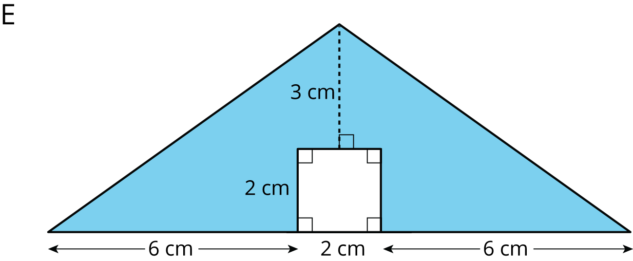 Triangle shaded with a unshaded square located in the middle on the bottom.
