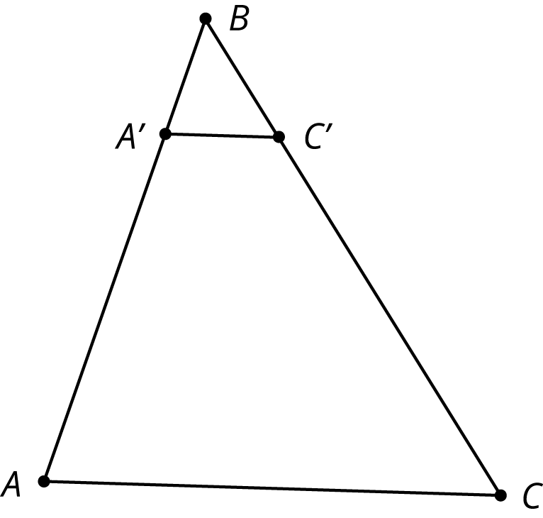 Triangles A, B C, and A prime B C prime. A prime lies on side A, B. C prime lies on side B C.